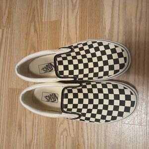 Vans Checkered Slip-On Shoes - Black and White